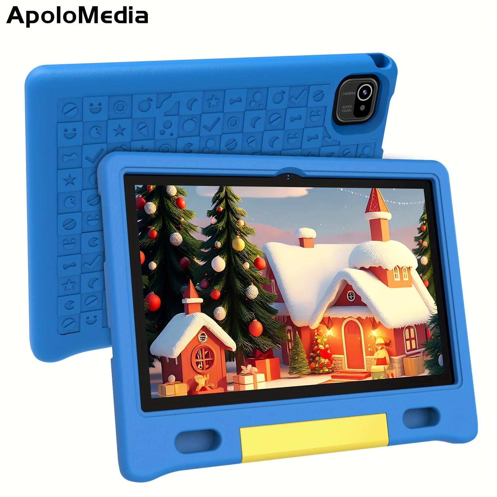 Apolomedia Kids Tablet, 10.1 Inch Android 13 Tablet For Kids, 128GB Expand, HD Touch Screen, 5-8 Hr Battery, Educational Games, Learning Tablet With Parental Control, Wi-Fi, Pre-Installed App, Tablet, Pad