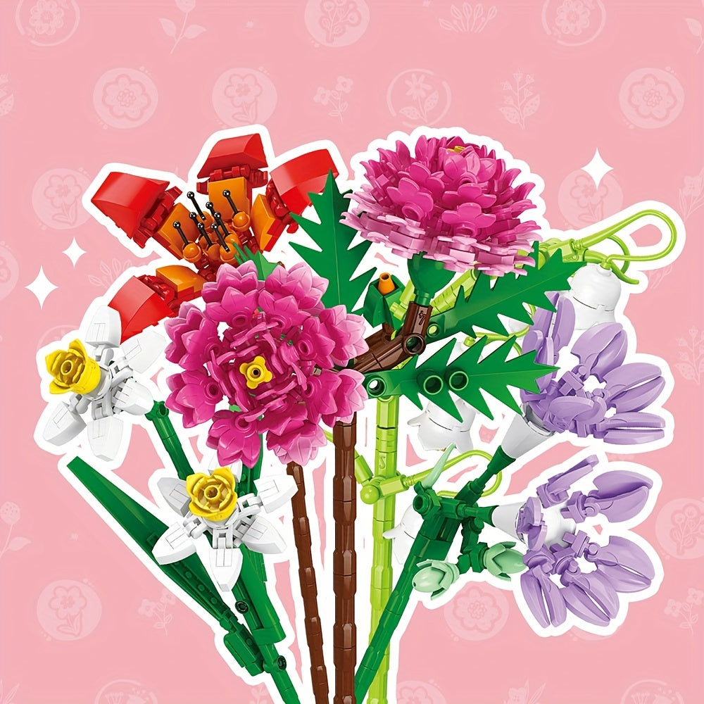 Narcissus, Magnolia, Lily, Lavender, for Lotus Flower, Peach Blossom,Creative Buillding Blocks Flowers Assembly Toys, Building Block Eternal Floral And Vases Toy, Birthday\u002FChristmas Gifts