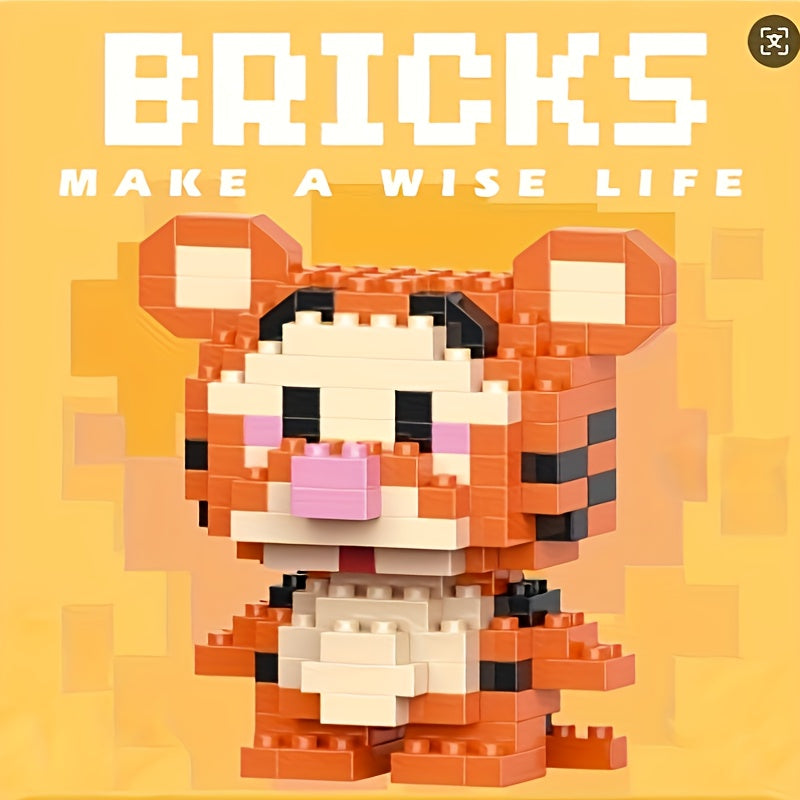 1\u002F2pcs Disney Winnie the Pooh Jumping Tiger Theme Building Blocks - Exquisite Cartoon Miniature DIY Toy Set, Perfect for Room Decor and Collectible Desktop Display Ideal Gift Halloween Christmas Thanksgiving