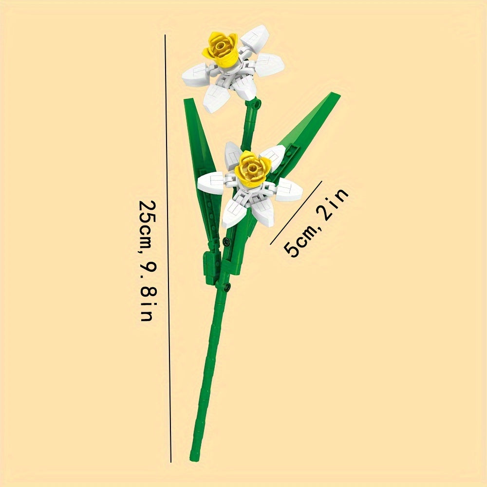 Narcissus, Magnolia, Lily, Lavender, for Lotus Flower, Peach Blossom,Creative Buillding Blocks Flowers Assembly Toys, Building Block Eternal Floral And Vases Toy, Birthday\u002FChristmas Gifts