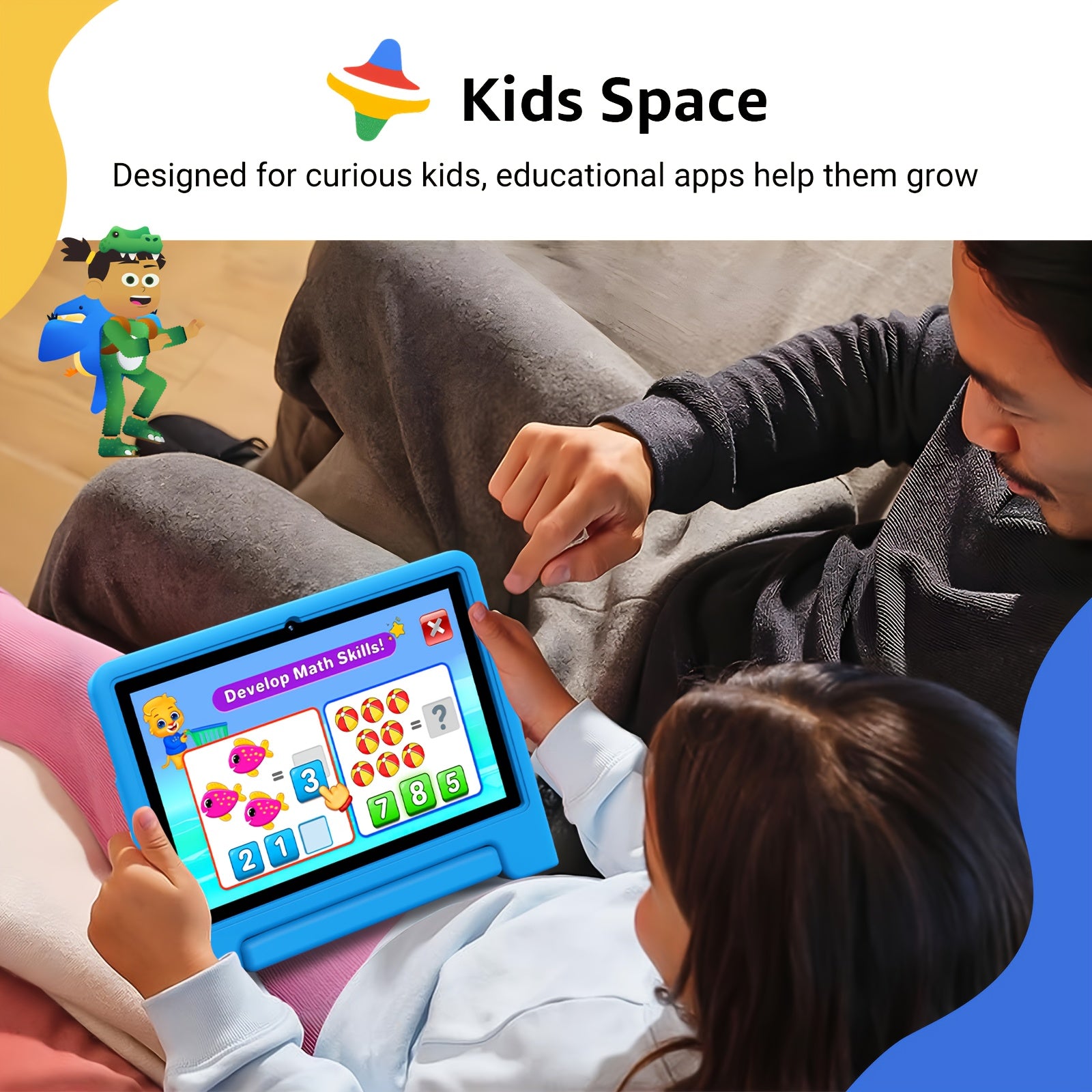 Apolosign 2025 10.1 Inch Android 13\u002F14\u002F15 Kids Tablet, 8(3+5)GB+64GB, 8-Core, WiFi 6, 5MP+2MP, 1280*800 HD Display, Parental Control, Educational, Shockproof & Handheld Case, Kids Space, Halloween Christmas Gift, Pre-Installed Apps, Tablet, Pad