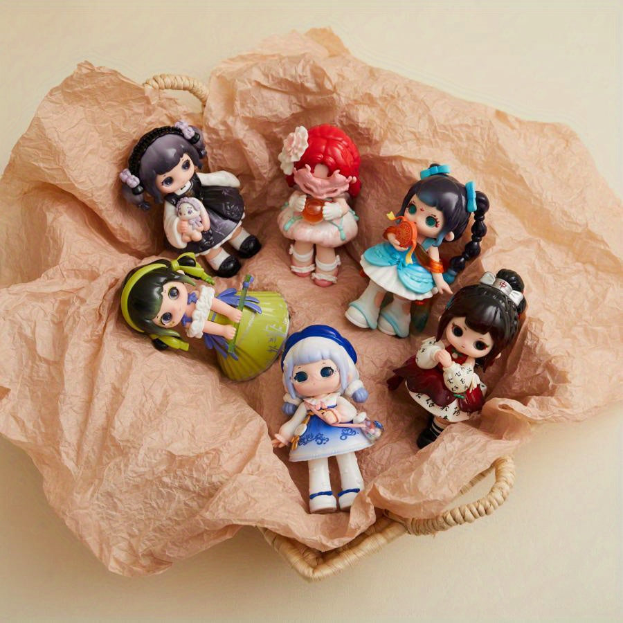 Vintage Anime Girl Mystery Box - Collectible PVC Mystery Box Figures with Unique Character Designs, White & Red Color Variants for Girls 18+