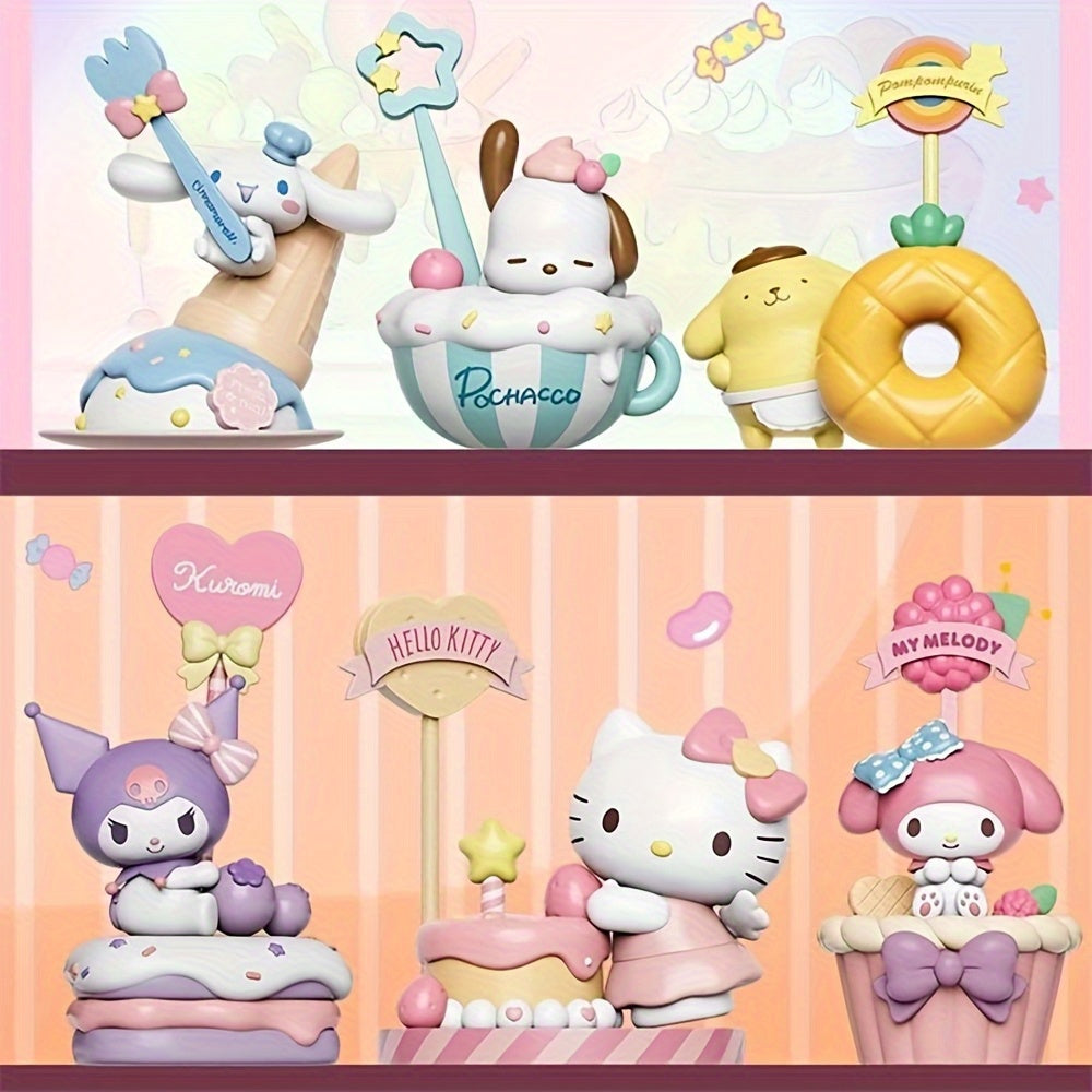 Sanrio Dessert Series Mystery Box - Cute Character Figurine with Purple & Pink Pastel Design, Heart Balloon & Cake Stand - Home Decor, Car Accessories, Birthday & Christmas Gift for Fans