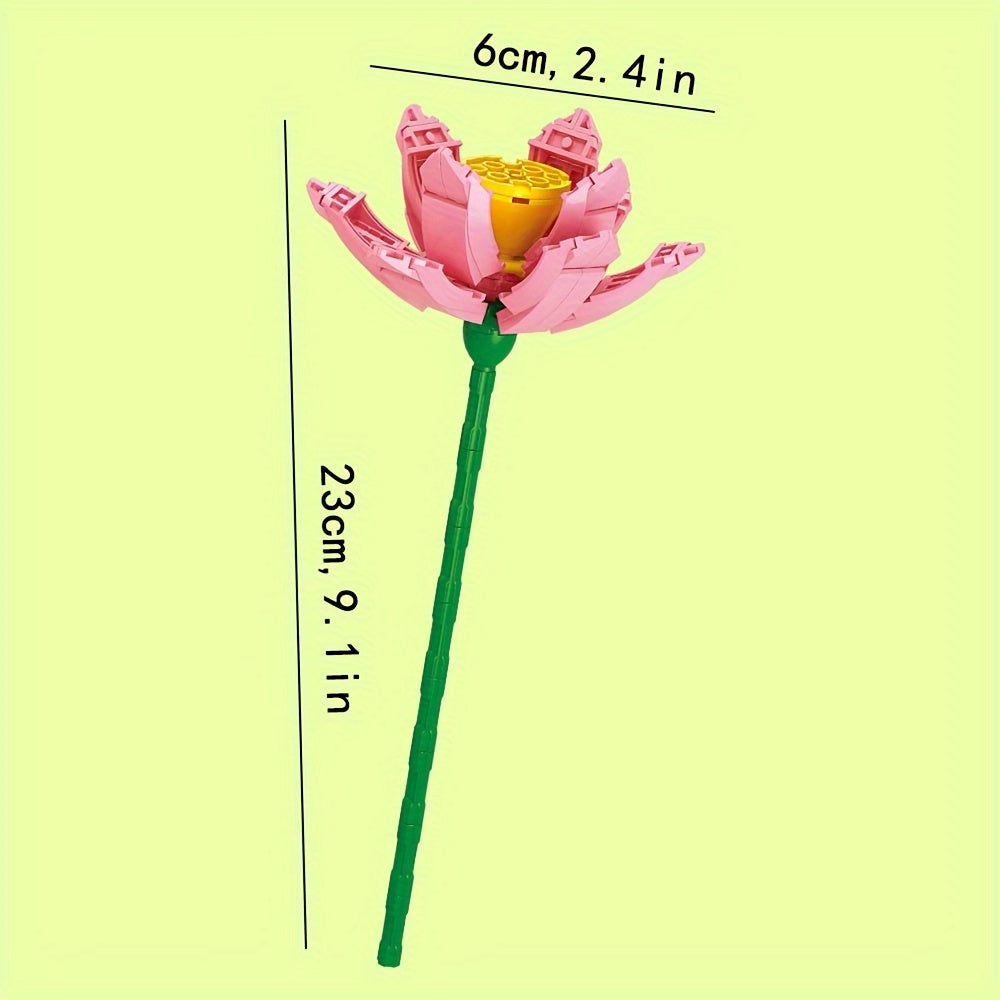 Narcissus, Magnolia, Lily, Lavender, for Lotus Flower, Peach Blossom,Creative Buillding Blocks Flowers Assembly Toys, Building Block Eternal Floral And Vases Toy, Birthday\u002FChristmas Gifts