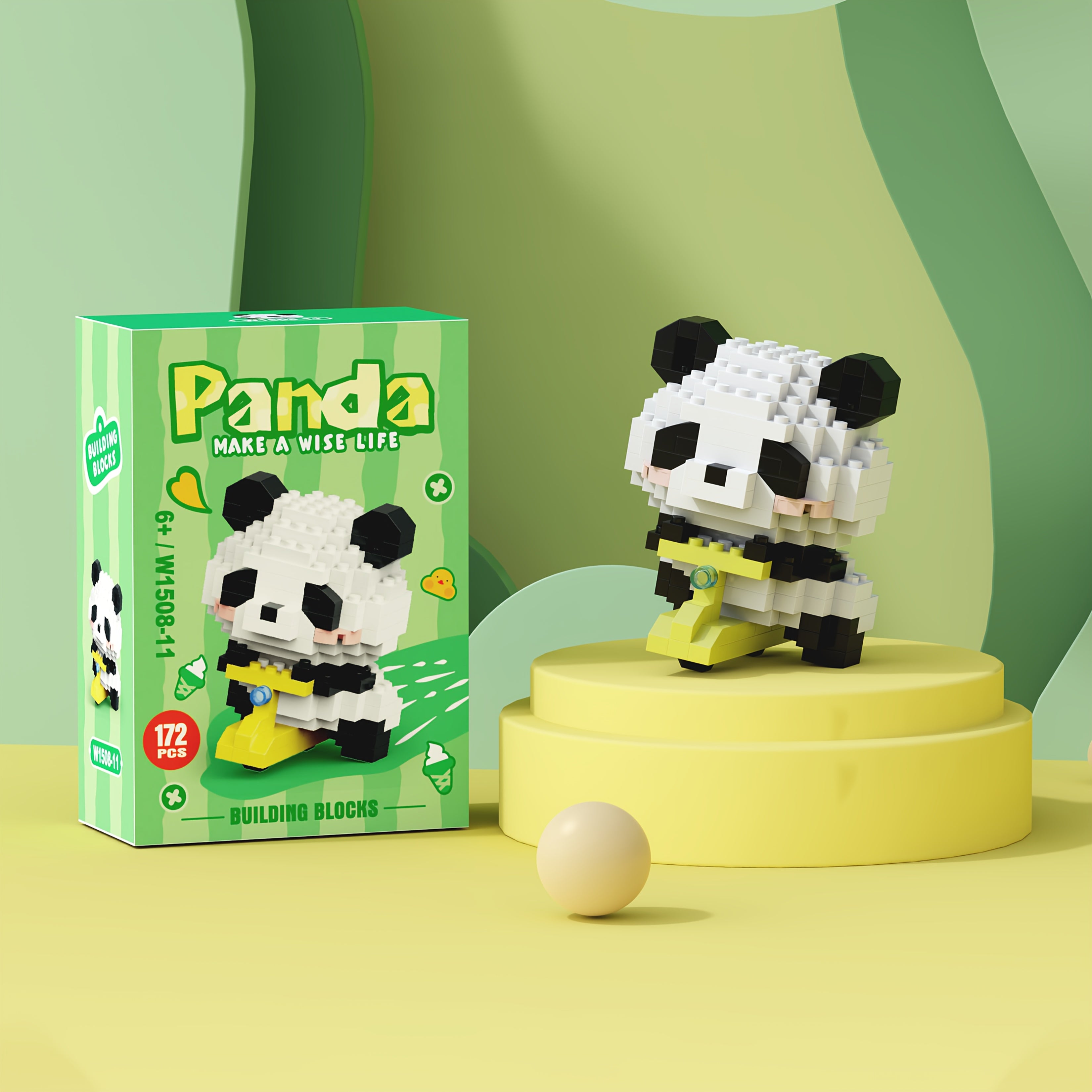 12 Styles of Panda Building Blocks - Cute Desk Decorations, Holiday Gift for Youngsters, ABS Material, Animal Theme, Perfect for Room Deco