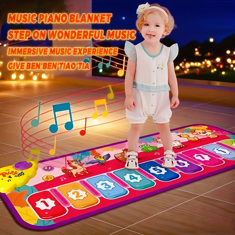 Interactive Red Piano Mat for Toddlers 1-5 Years with 9 Music Sounds, Educational Dance & Music Play Mat Toy with Animal & Number Icons - Ideal Gift for Birthdays, Christmas, Easter, Halloween, Piano Themed Gifts, Playful Design
