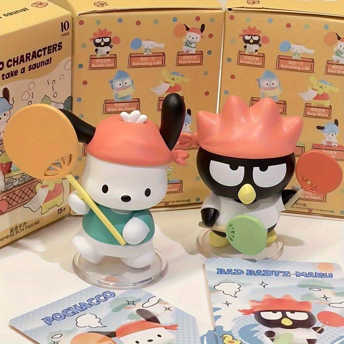 Sanrio Official Interactive Game Figure Doll Sanrio Sauna Series Blind Box Ugly Fish for for pochacco Trendy Toy Desktop Decoration Gift