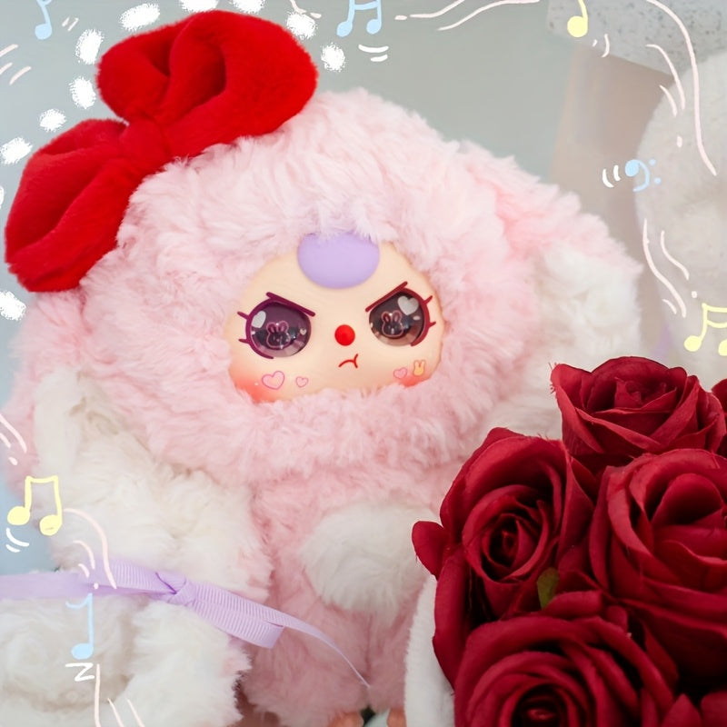baby three,,Little Rabbit Returns Series Surprise Mystery Box,Adorable Plush Animal Dolls in Festive Hats Heart Charms, Cozy Handmade Hanging Ornaments for Halloween Valentine's Gifts