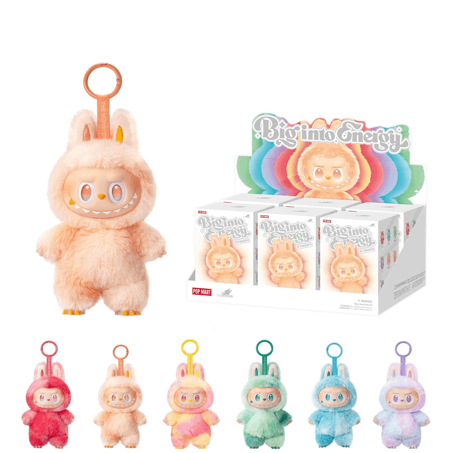POP MART The Monsters Big into Energy Series-Vinyl Plush Pendant Blind Box, 6PCs Blind Box Figures, Whole Set