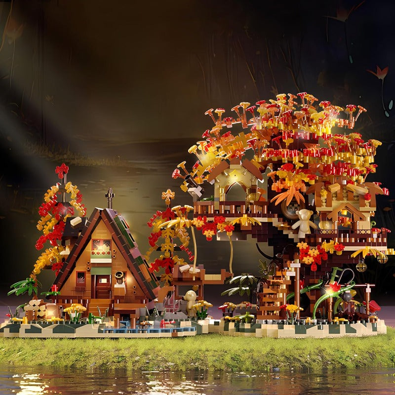 Cherry Blossom Bonsai Tree House Building Blocks Set with Acrylic Display Box Plants Flowers Treehouse Architecture Micro Mini Block Kits Gift for Adults and 2725 Pieces