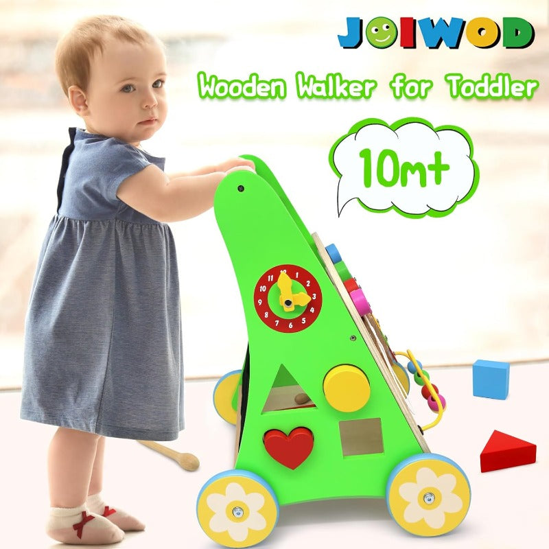 Wooden Baby Walker with Wheels Push Walker for Baby Boys and Girls 1012 Months Multiple Activity Center for 1 Year Old
