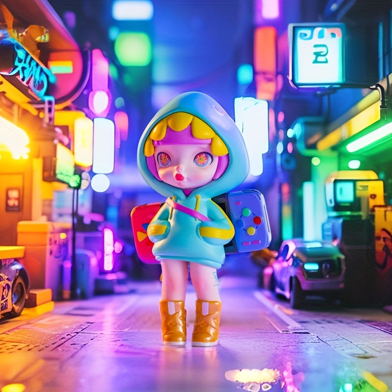 TOYCITY LAURA Anime Cyberpunk Girl Figure, Blind Box Collectible Toys, Trendy Technology Style Party Gift, Cartoon Collection Ornament, Local Warehouse Fast, Special Birthday Gift 3.54inch