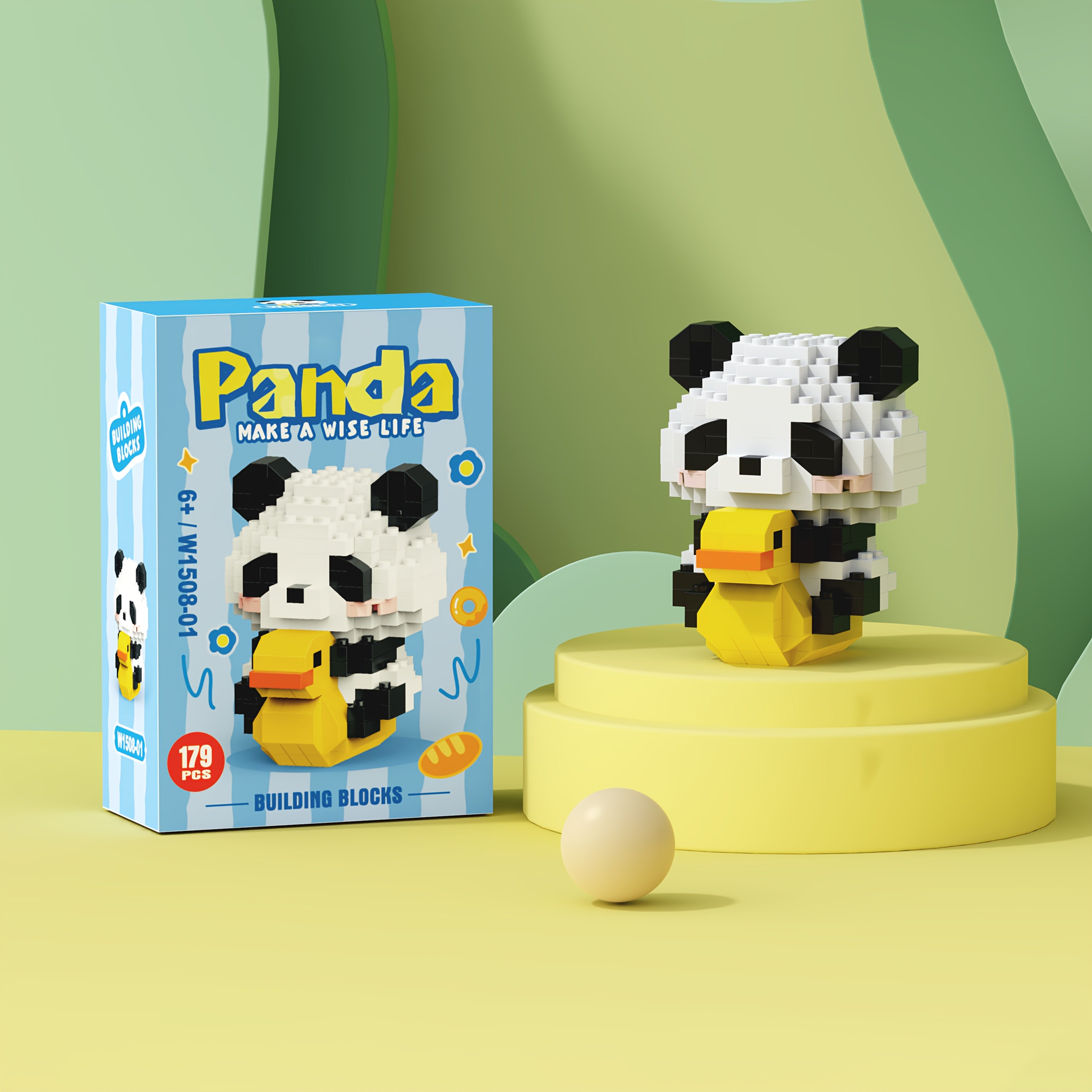 12 Styles of Panda Building Blocks - Cute Desk Decorations, Holiday Gift for Youngsters, ABS Material, Animal Theme, Perfect for Room Deco