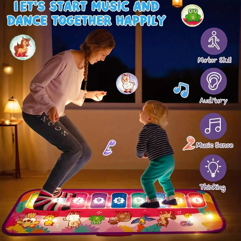 Interactive Red Piano Mat for Toddlers 1-5 Years with 9 Music Sounds, Educational Dance & Music Play Mat Toy with Animal & Number Icons - Ideal Gift for Birthdays, Christmas, Easter, Halloween, Piano Themed Gifts, Playful Design