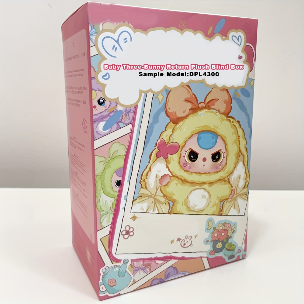 baby three,,Little Rabbit Returns Series Surprise Mystery Box,Adorable Plush Animal Dolls in Festive Hats Heart Charms, Cozy Handmade Hanging Ornaments for Halloween Valentine's Gifts