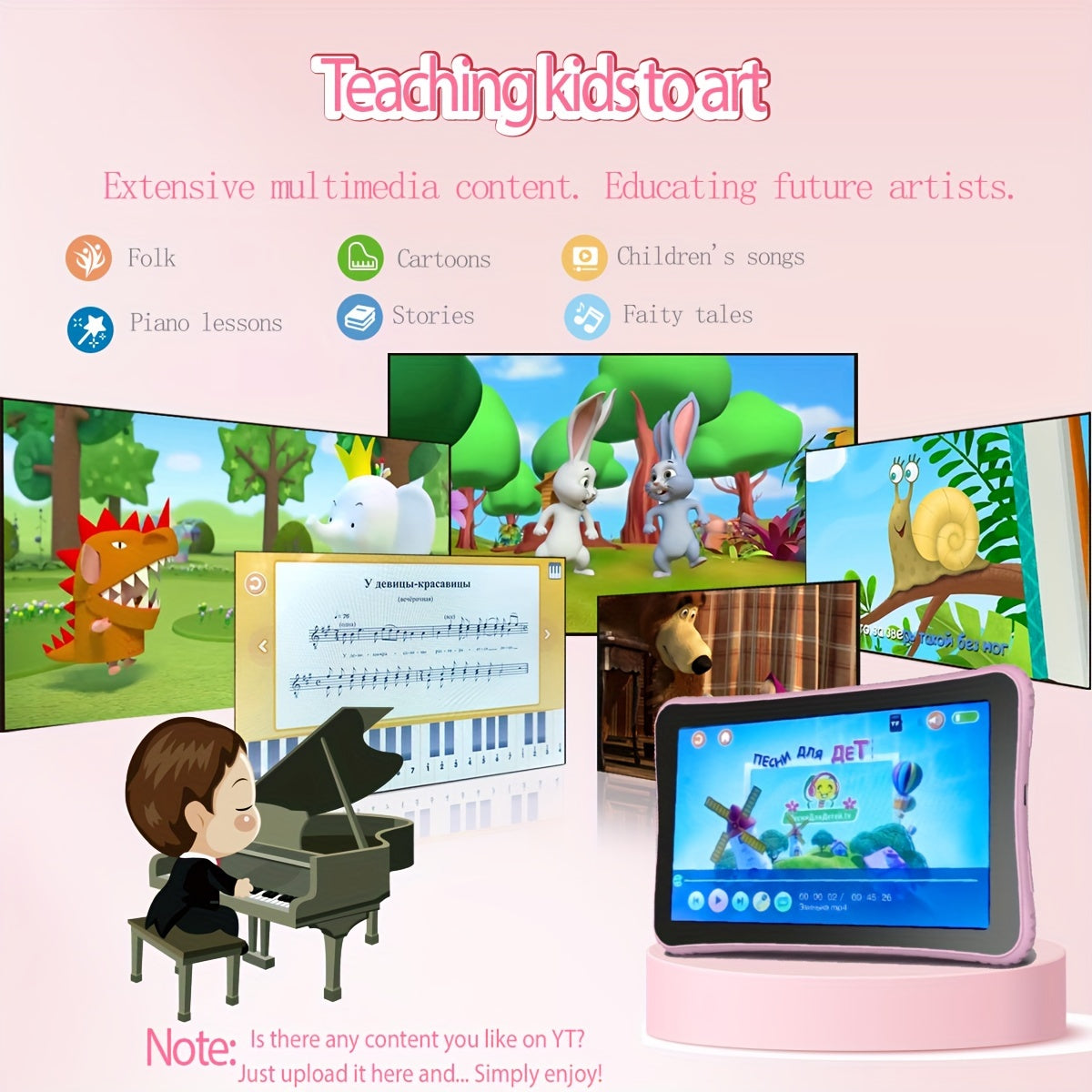 7-inch Tablet, 32GB ROM Board Computer TXT Screen, Learning Apps, Educational Games, Learning Education Toddler Tablet with Protective Sleeve Tablet Case