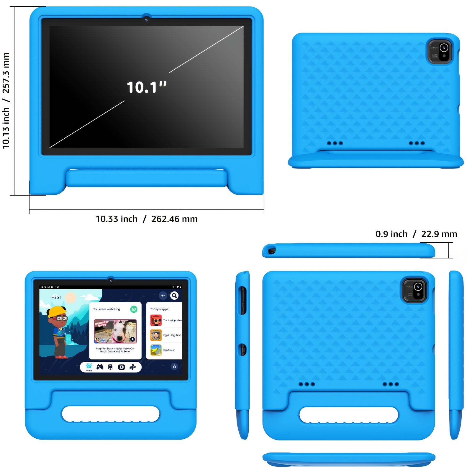 Apolosign 2025 10.1 Inch Android 13\u002F14\u002F15 Kids Tablet, 8(3+5)GB+64GB, 8-Core, WiFi 6, 5MP+2MP, 1280*800 HD Display, Parental Control, Educational, Shockproof & Handheld Case, Kids Space, Halloween Christmas Gift, Pre-Installed Apps, Tablet, Pad