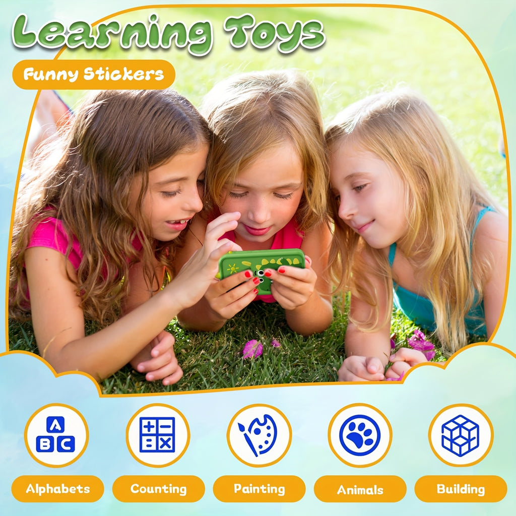 Dinosaur Phone Toy for Kids - Touchscreen HD Dual Camera Educational Learning Toy with Interactive Dinosaur Graphics, Travel & Birthday\u002FChristmas Gift for Boys & Girls Ages 3-14 (Peacock Green\u002FBlue)