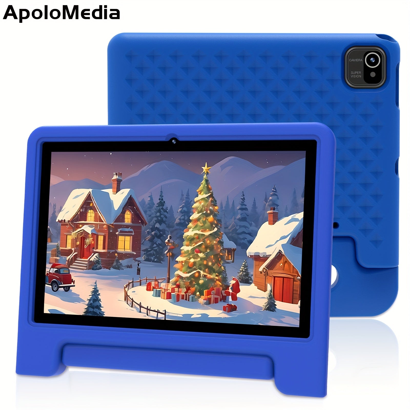 Apolomedia Kids Tablet, 10.1 Inch Android 13 Tablet For Kids, 128GB Expand, HD Touch Screen, 5-8 Hr Battery, Educational Games, Learning Tablet With Parental Control, Wi-Fi, Pre-Installed App, Tablet, Pad