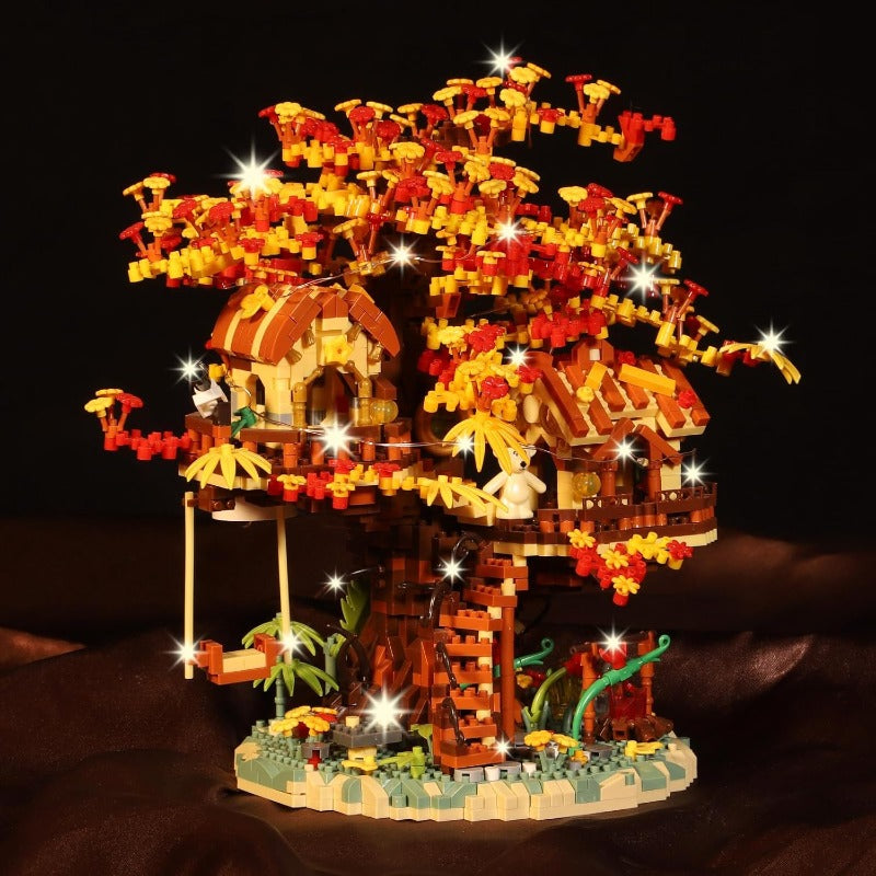 Cherry Blossom Bonsai Tree House Building Blocks Set with Acrylic Display Box Plants Flowers Treehouse Architecture Micro Mini Block Kits Gift for Adults and 2725 Pieces