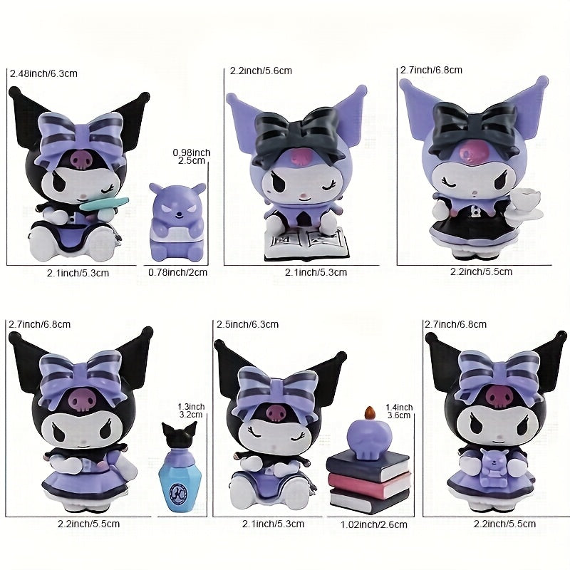 Cullomi 6pcs Blind Box Set - Cute Anime-Inspired Dolls with Purple Bows & Accessories, Perfect for Desktop, Car, Cake Decorations, Valentine'S Day, Birthday & Holiday Gifts, Festive Gift Boxes | Anime-Inspired Decor | Detailed Craftsmanship