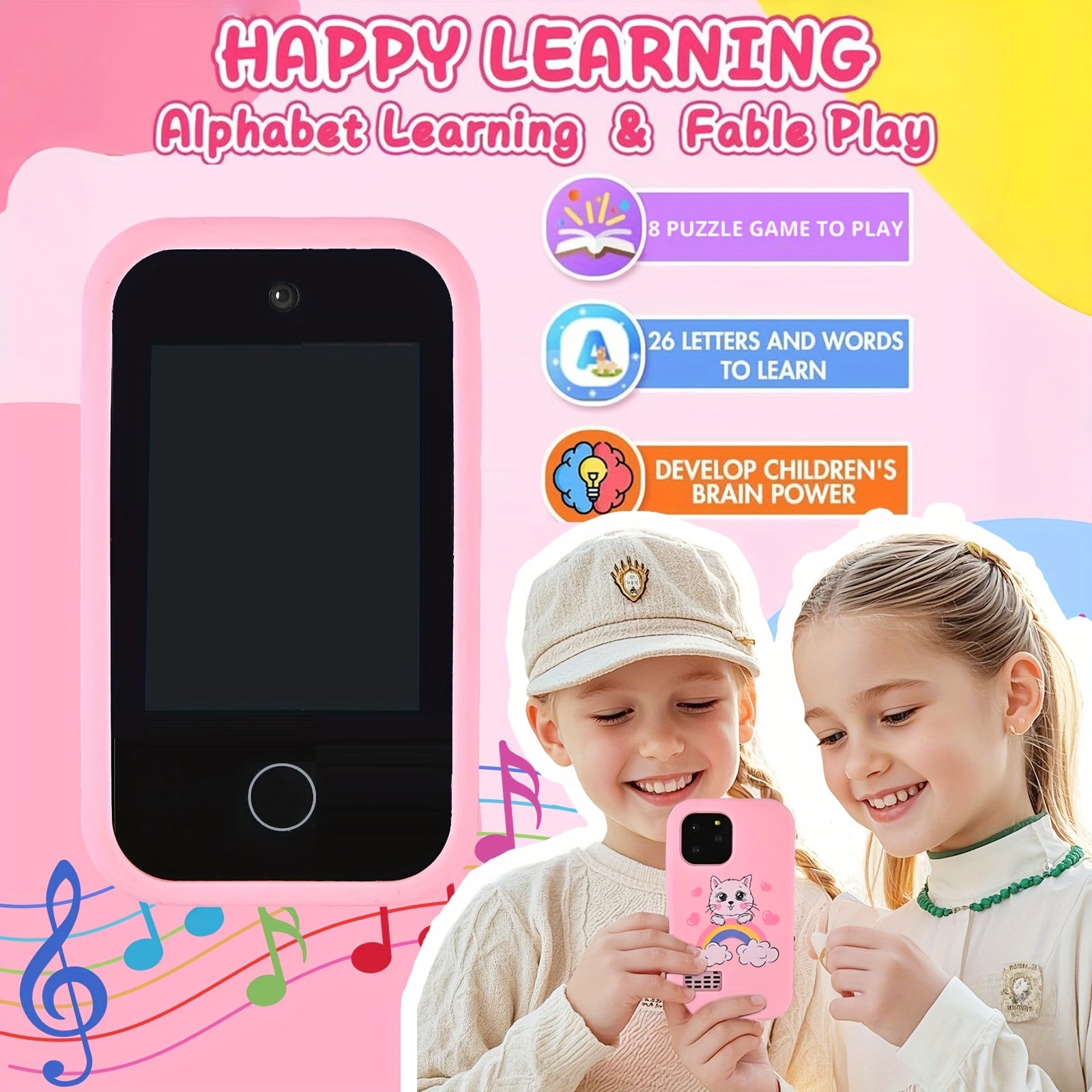 Kids Smart Phone for Girl, Christmas Birthday Gifts for Girls Age 3-10 Kids Toys Cell Phone, 2.8\