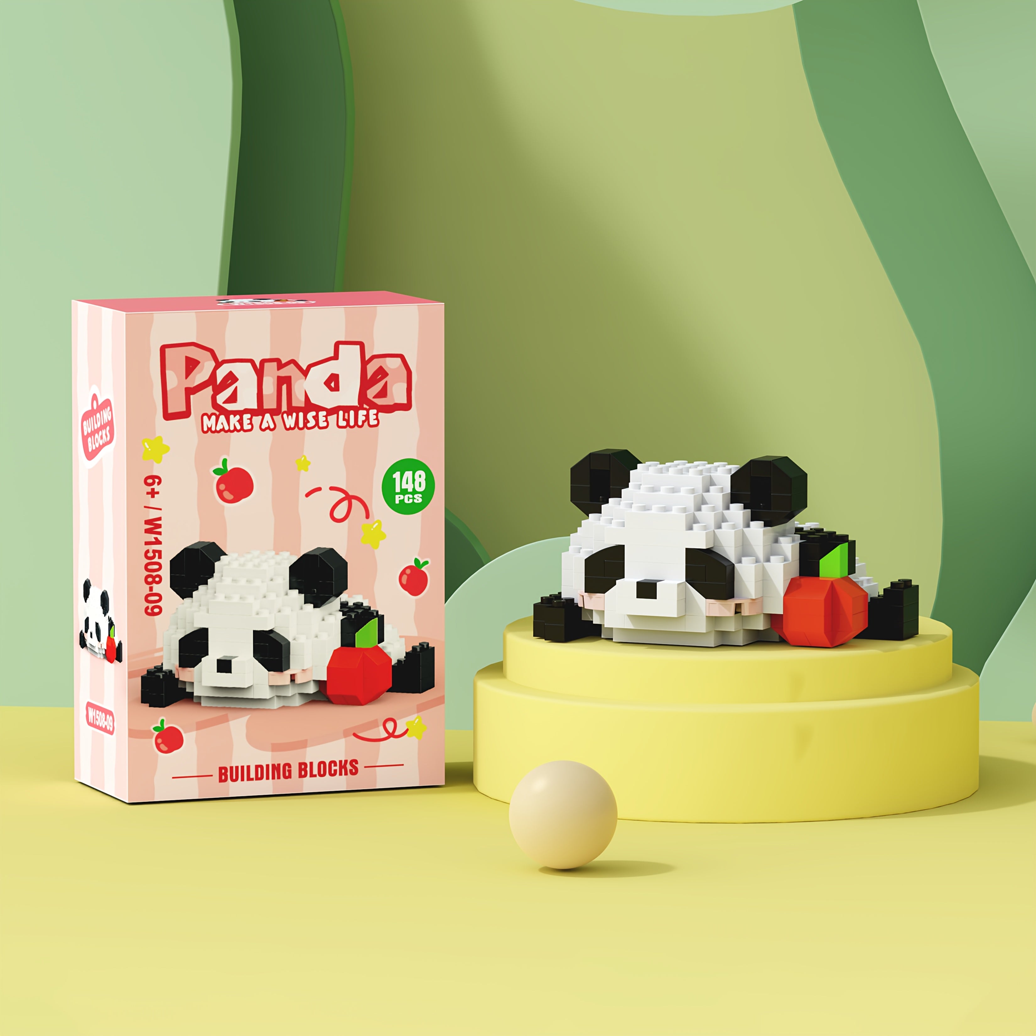 12 Styles of Panda Building Blocks - Cute Desk Decorations, Holiday Gift for Youngsters, ABS Material, Animal Theme, Perfect for Room Deco