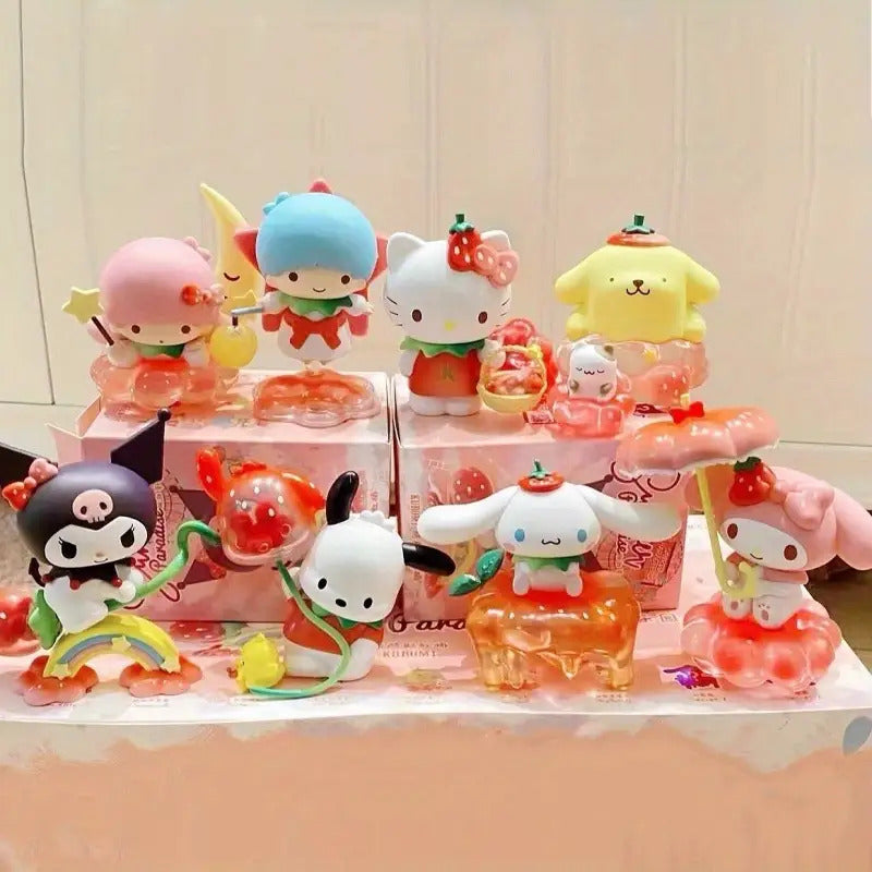 Sanrio Strawberry Land Mystery Box - Kuromi, Cinnamoroll & My Melody Collectible Figurine Surprise with Strawberry Accessory, Cute Anime Character Gift, & s (Officially Licensed)