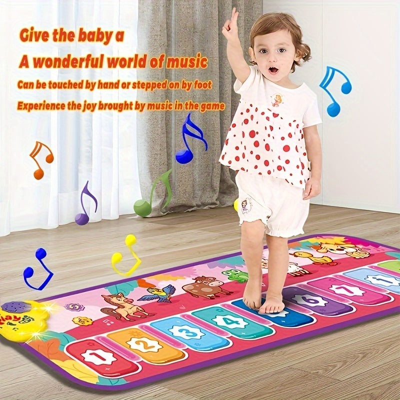 Interactive Red Piano Mat for Toddlers 1-5 Years with 9 Music Sounds, Educational Dance & Music Play Mat Toy with Animal & Number Icons - Ideal Gift for Birthdays, Christmas, Easter, Halloween, Piano Themed Gifts, Playful Design