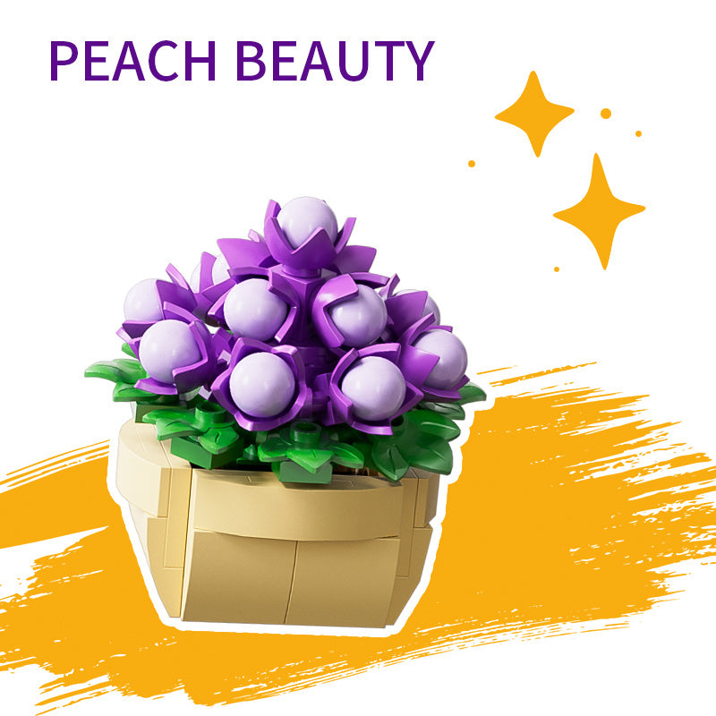 KAVO Succulent Flower Plant Potted Building Blocks Cactus Rose Daisies ABS Plastic Materials Bonsai Mini Model Bricks Creation Toys Christmas Birthday, Halloween, New year, Black Friday Gift For Kids, Building Assembly Ornament