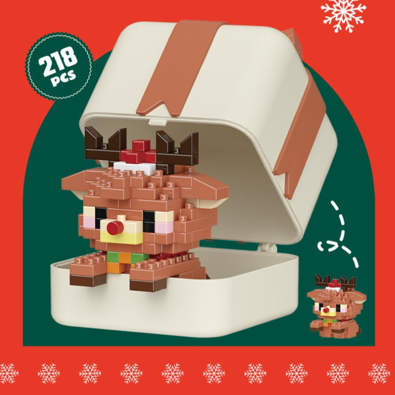 Christmas Gift Box Cartoon Doll Small-Brick Building Block Toy Santa Claus and penguin building blocks; a puzzle assembly decorative ornament, ideal as a Christmas gift, Christmas Building Block Ornaments, Christmas Ornament Building Kit, Miniature Buildi