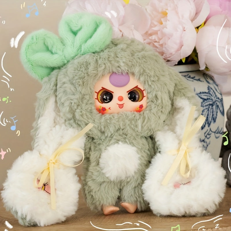 baby three,,Little Rabbit Returns Series Surprise Mystery Box,Adorable Plush Animal Dolls in Festive Hats Heart Charms, Cozy Handmade Hanging Ornaments for Halloween Valentine's Gifts