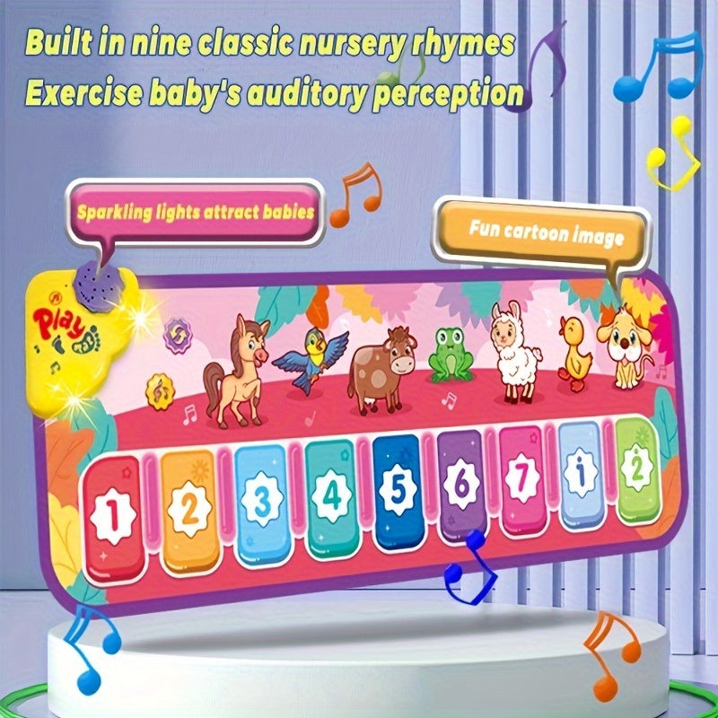 Interactive Red Piano Mat for Toddlers 1-5 Years with 9 Music Sounds, Educational Dance & Music Play Mat Toy with Animal & Number Icons - Ideal Gift for Birthdays, Christmas, Easter, Halloween, Piano Themed Gifts, Playful Design