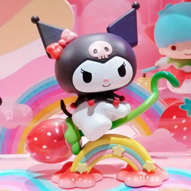 Sanrio Strawberry Land Mystery Box - Kuromi, Cinnamoroll & My Melody Collectible Figurine Surprise with Strawberry Accessory, Cute Anime Character Gift, & s (Officially Licensed)