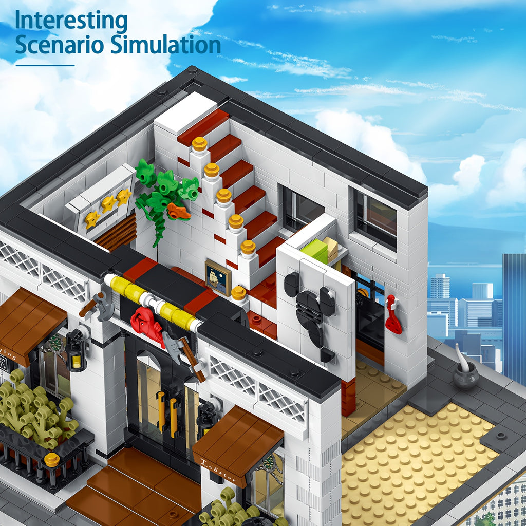 4132pcs Deluxe Structure Building Kit: Seafood Restaurant-Style Building Blocks Set for Adults, High-Definition Detailing, Interactive Assembly Experience