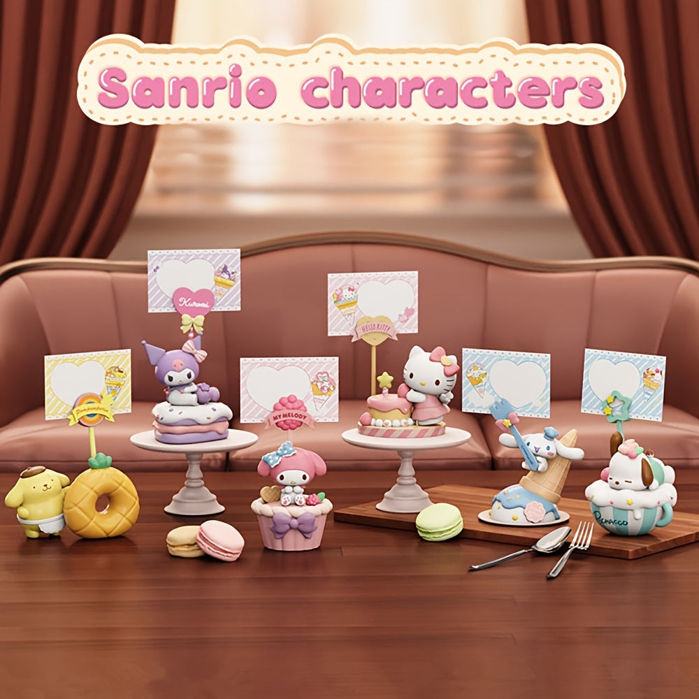 Sanrio Dessert Series Mystery Box - Cute Character Figurine with Purple & Pink Pastel Design, Heart Balloon & Cake Stand - Home Decor, Car Accessories, Birthday & Christmas Gift for Fans