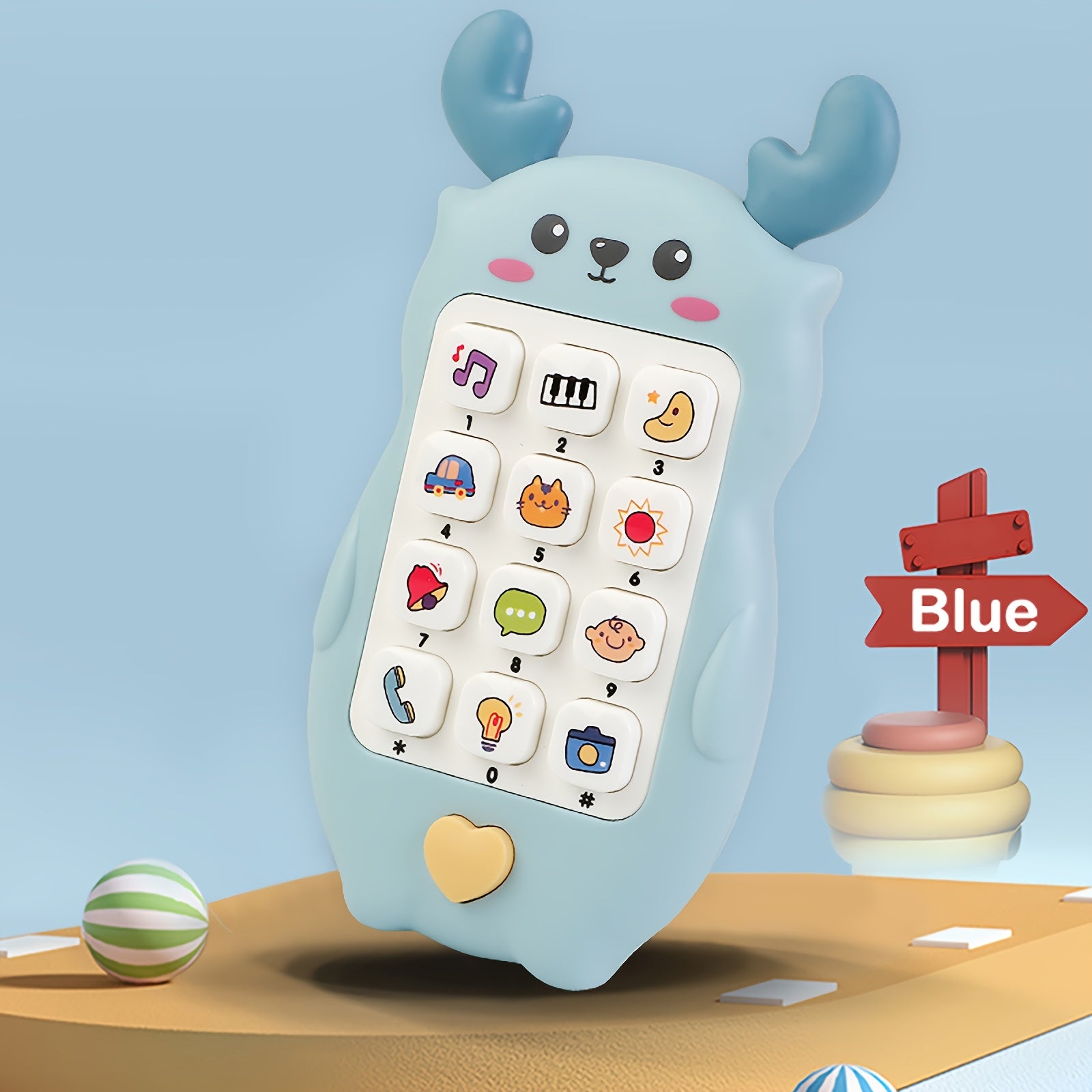 Cute Animal Early Learning Phone for Youngsters 0-3 Years - Portable Educational Toy with Music, Stories & Fun Icons, Pink\u002FBlue\u002FYellow, Ideal Gift for Christmas & Halloween