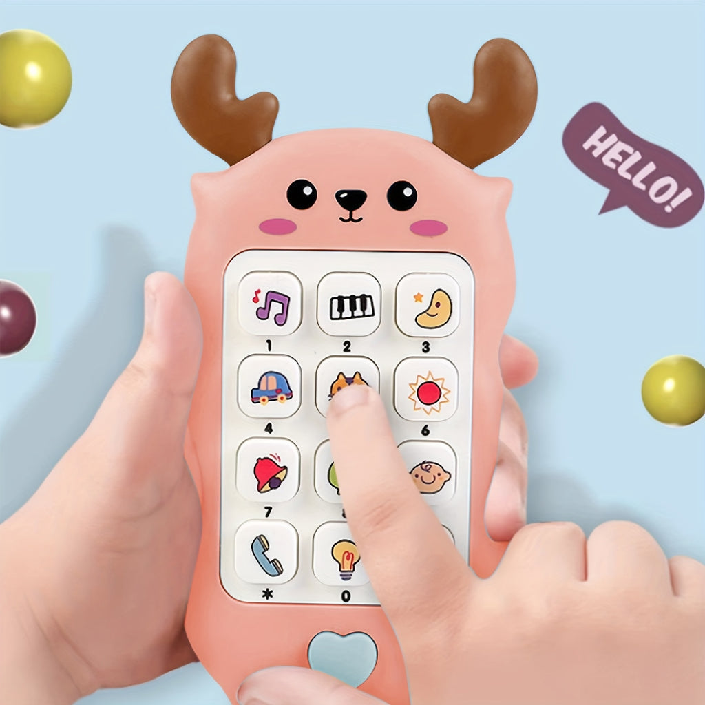 Cute Animal Early Learning Phone for Youngsters 0-3 Years - Portable Educational Toy with Music, Stories & Fun Icons, Pink\u002FBlue\u002FYellow, Ideal Gift for Christmas & Halloween