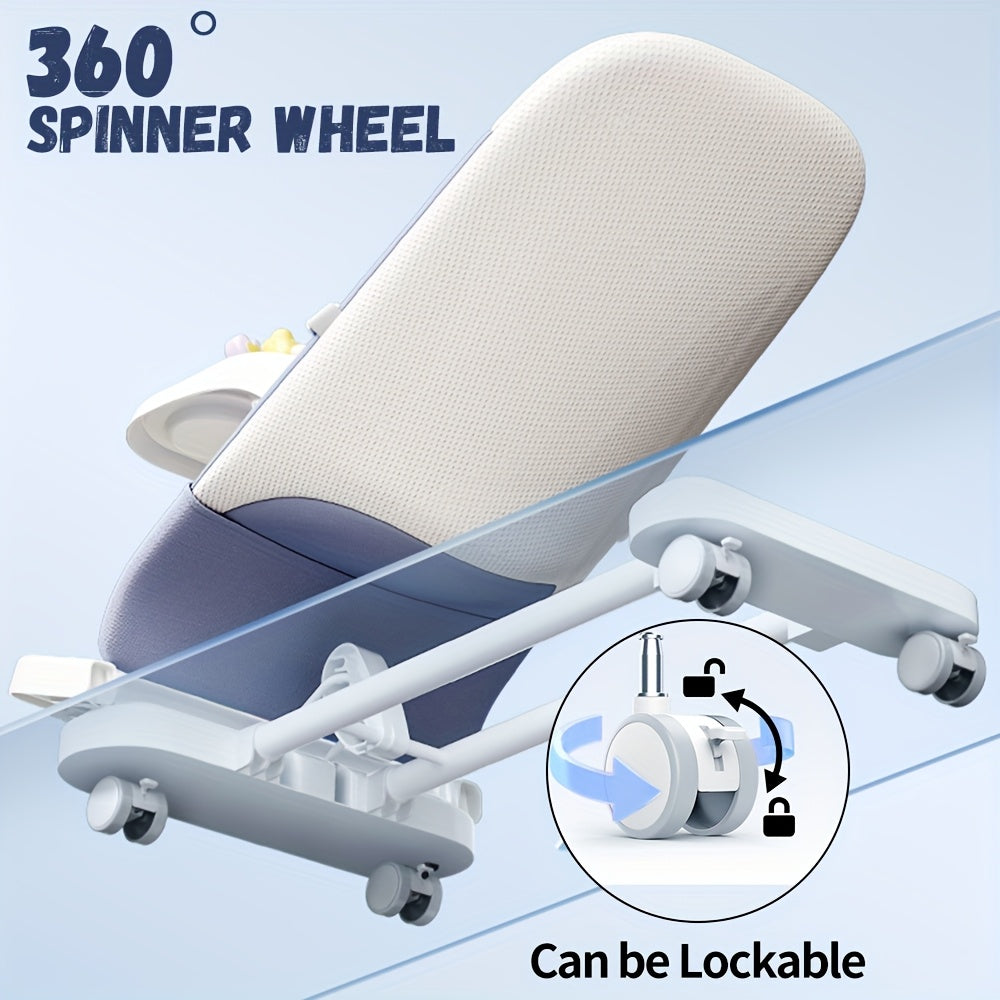 Youngsters Bouncer 4-in-1 with Wheels, Detachable Piano, Feeding Tray, Play Bar, Thick Base. 3-Level Incline Portable Seat for Youngsters to Youngsters 0-6, 0-12, 12-24 Months, Upto 29Lbs