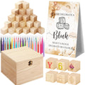 136pcs Marsui Shower Block Building - 98 Wood Blocks, 36 Markers & Storage Box with Alphabet, Numbers, Patterns - Gender Reveal Party Games, DIY Decor, Announcement Activity Kit for & Showers