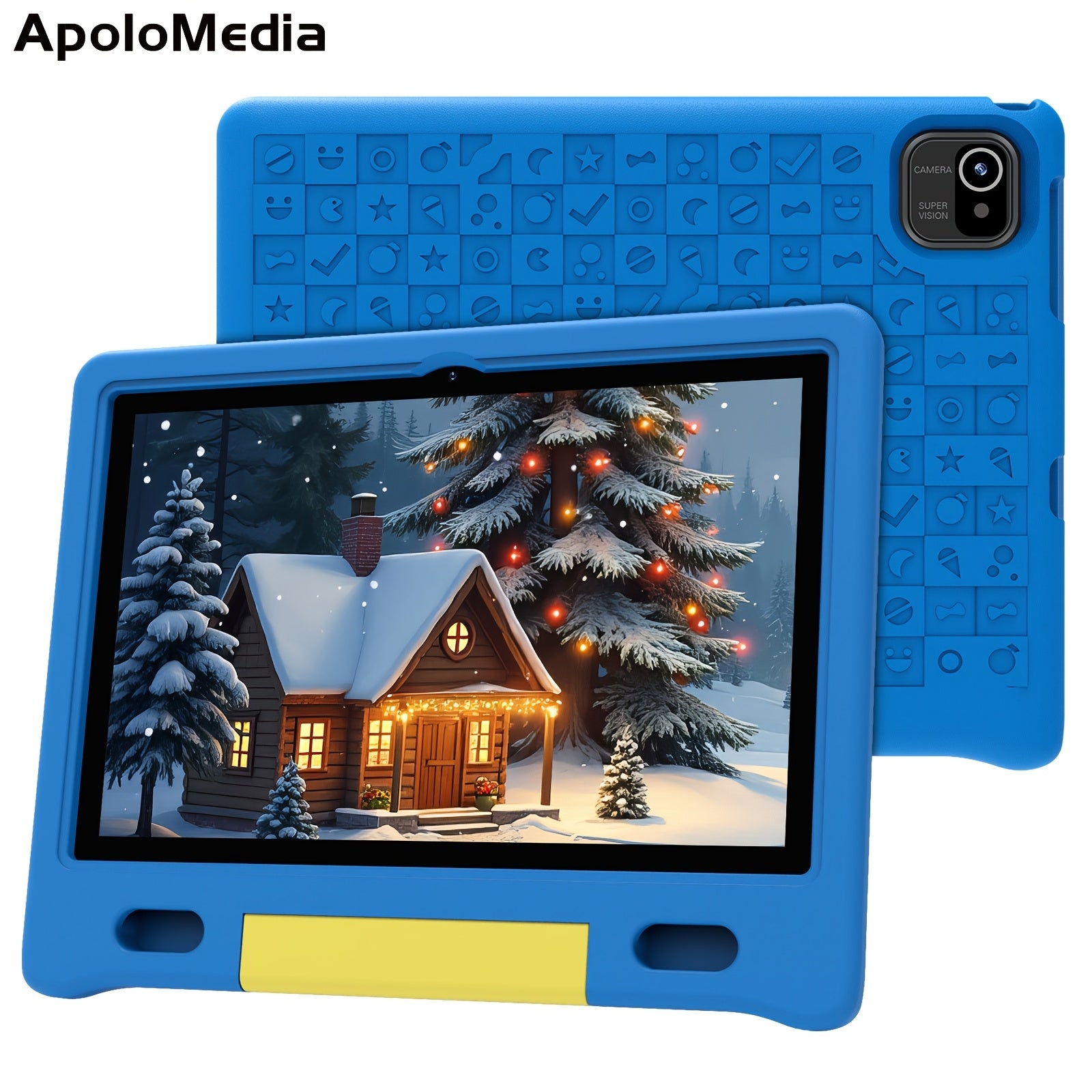 Apolomedia Kids Tablet, 10.1 Inch Android 13 Tablet For Kids, 128GB Expand, HD Touch Screen, 5-8 Hr Battery, Educational Games, Learning Tablet With Parental Control, Wi-Fi, Pre-Installed App, Tablet, Pad