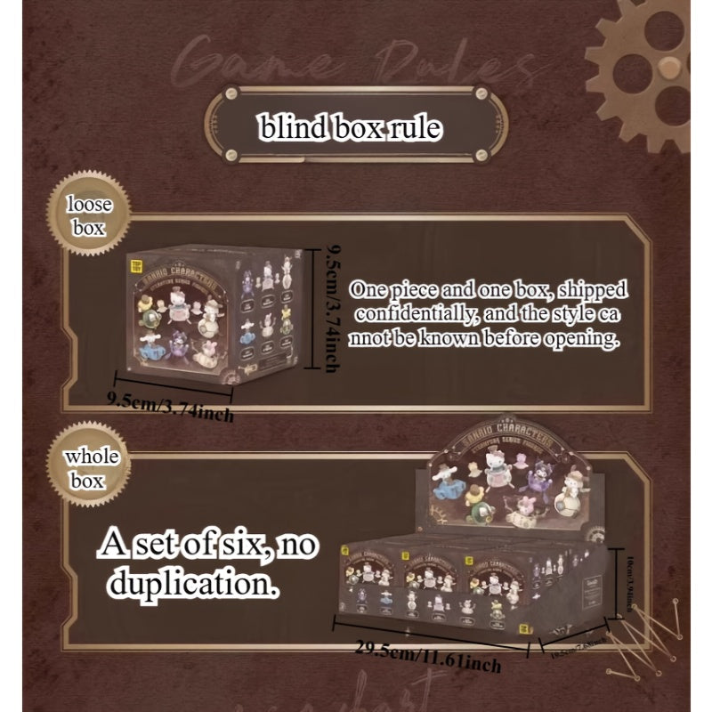 Sanrio Kuromi Steampunk Mystery Box - Collectible Anime Doll Figurine with Gears & Parts, Surprise Gift for &, Kuromi Family Members (Kuro, Kuromi, Pink Kuromi) - &, Party Favors