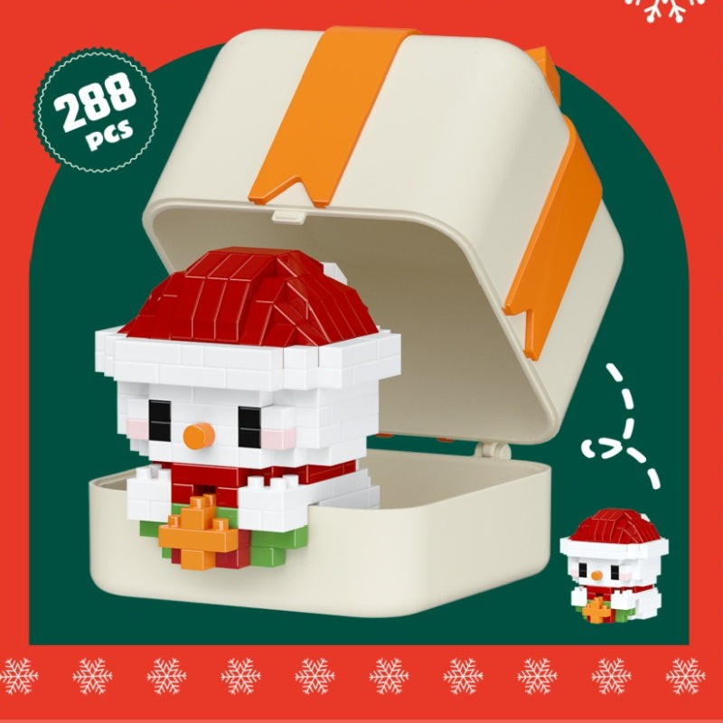 Christmas Gift Box Cartoon Doll Small-Brick Building Block Toy Santa Claus and penguin building blocks; a puzzle assembly decorative ornament, ideal as a Christmas gift, Christmas Building Block Ornaments, Christmas Ornament Building Kit, Miniature Buildi