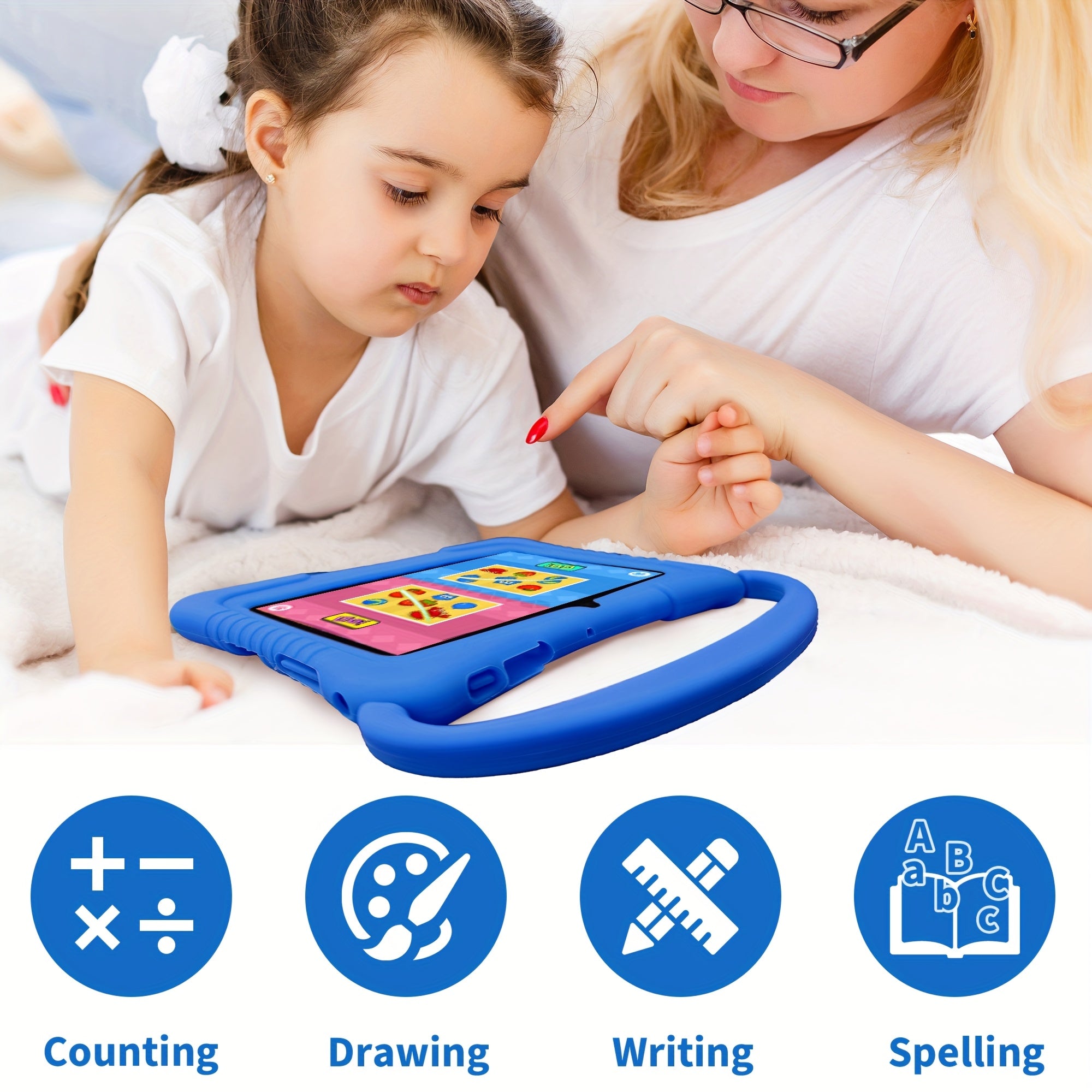 Veidoo Kids Tablet, 7 inch Android Tablet PC, 2GB RAM 32GB ROM, Safety Eye Protection Screen, WiFi, Dual Camera, Games, Parental Control APP, Tablet with Silicone Case