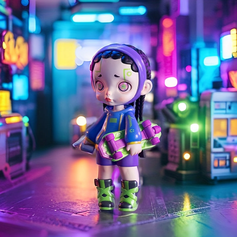 TOYCITY LAURA Anime Cyberpunk Girl Figure, Blind Box Collectible Toys, Trendy Technology Style Party Gift, Cartoon Collection Ornament, Local Warehouse Fast, Special Birthday Gift 3.54inch