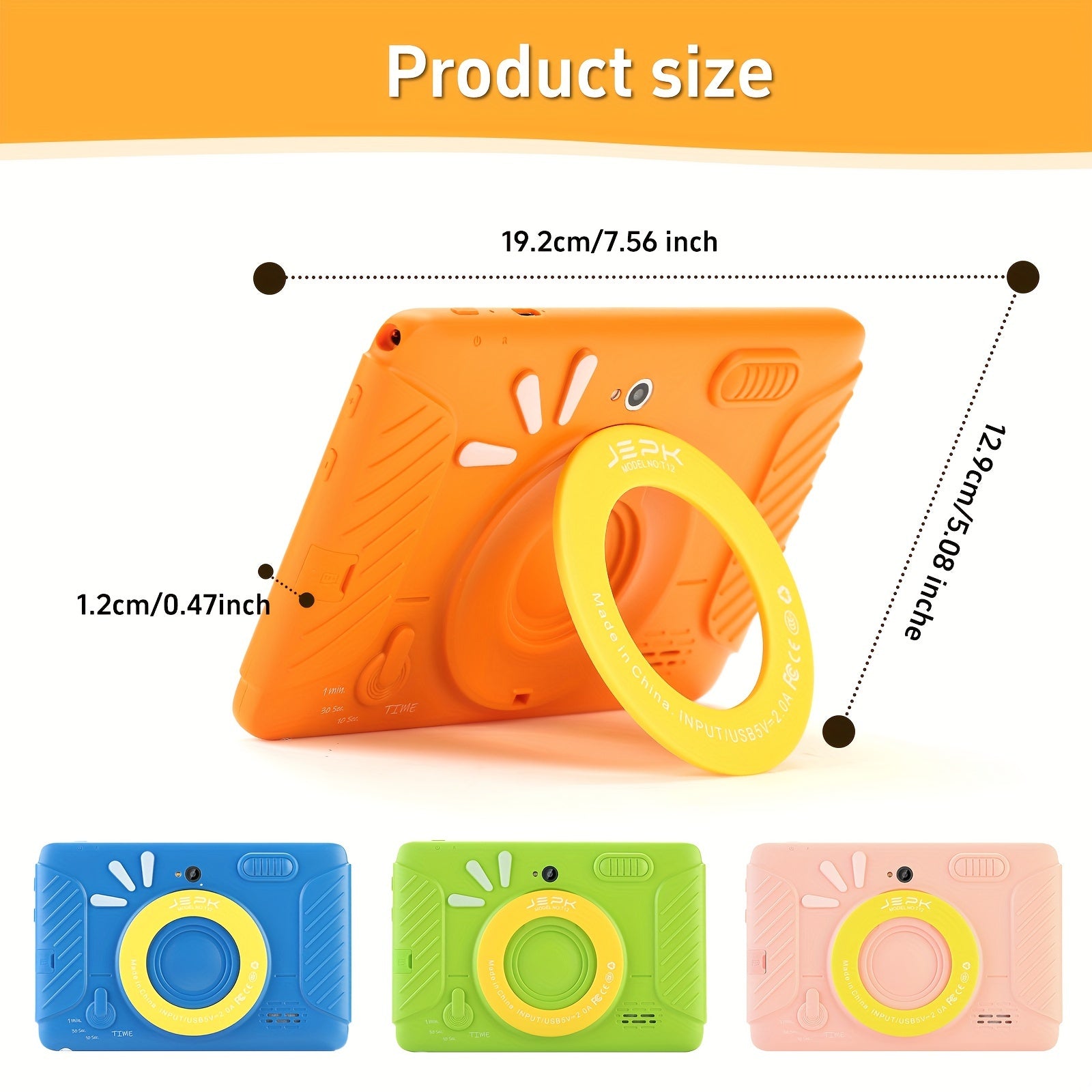 T12, 7 Inch Youngsters Tablet, HD Screen, Free kid's Gifts, Android13, 2.4Gz&5Gz WiFi, 2GB RAM 32GB ROM, Quad Core Processor, Pre-installed Kidos and Education APPs, Learning Tablet, Dual Camera, Shockproof Case,